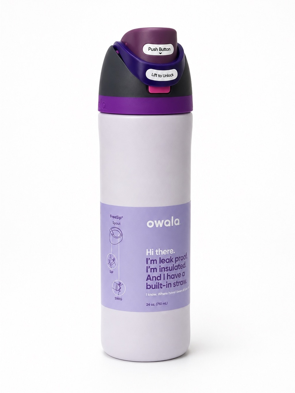 Owala Lavender Insulated Bottle with Built-In Straw